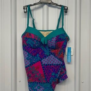 Just beachin Womens Tankini Top New 10